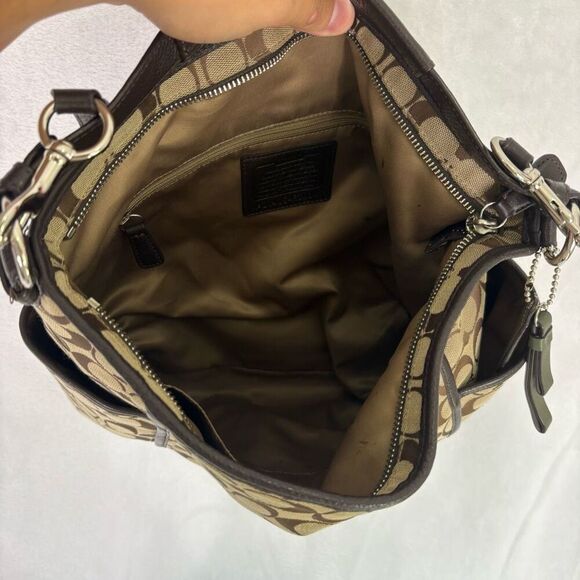 Coach Brown Monogram Leather Large Crossbody/Shoulder Purse - Picture 15 of 16